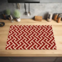 Rood - Beige - Patroon - Lijnen Inductie beschermer vinyl 3mm klein 276 -sfeer5