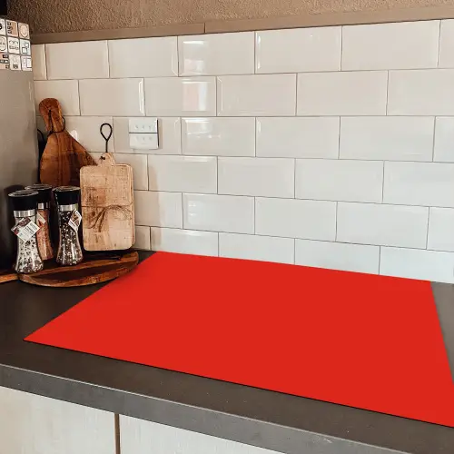 Rood - Kleur - Effen Inductie beschermer vinyl 3mm klein 276 -sfeer3