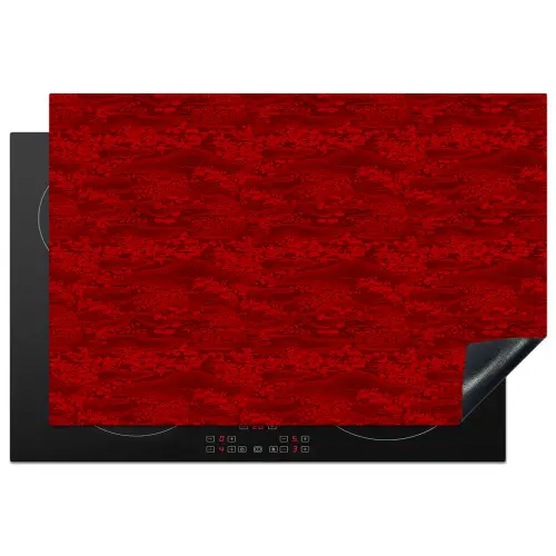 Rood - Patroon - Bloemen Inductie beschermer vinyl 3mm klein 276 -3d