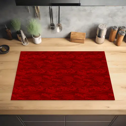 Rood - Patroon - Bloemen Inductie beschermer vinyl 3mm klein 276 -sfeer5