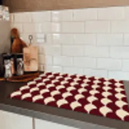 Rood - Tegelpatroon - Crème Inductie beschermer vinyl 3mm klein 276 -sfeer3
