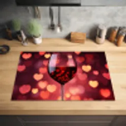 Rood - Wijn - Hartjes Inductie beschermer vinyl 3mm klein -sfeer5