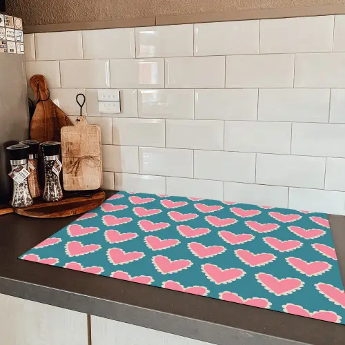 Retro - Hartjes - Patroon Inductie beschermer vinyl 3mm klein 276 -sfeer3