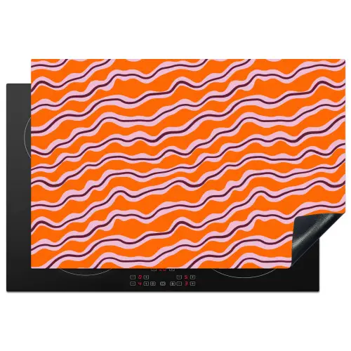 Retro - Golvend - Oranje Inductie beschermer vinyl 3mm klein 276 -3d