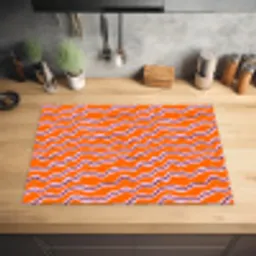 Retro - Golvend - Oranje Inductie beschermer vinyl 3mm klein 276 -sfeer5