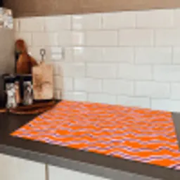 Retro - Golvend - Oranje Inductie beschermer vinyl 3mm klein 276 -sfeer3