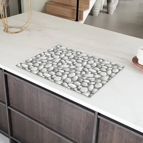 Steentjes - Grijs - Ovaal Inductie beschermer vinyl 3mm klein 276 -sfeer8
