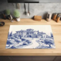 Rustiek - Landgoed - Blauw Inductie beschermer vinyl 3mm klein -sfeer5