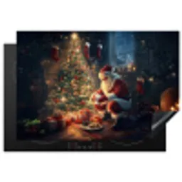 Kerstman - Haard - Donker Inductie beschermer vinyl 3mm klein -3d