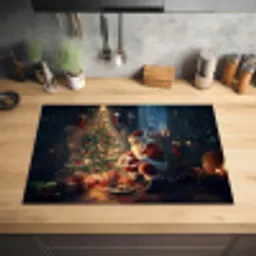 Kerstman - Haard - Donker Inductie beschermer vinyl 3mm klein -sfeer5