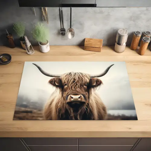 Schotse hooglander - Hoorns - Landschap Inductie beschermer vinyl 3mm klein -sfeer5