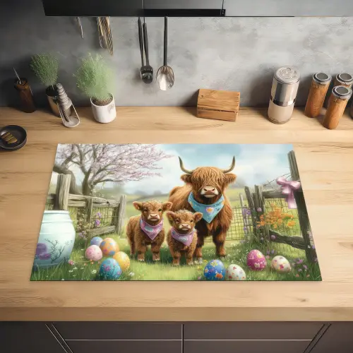 Schotsehooglanders - Paaseieren - Lente Inductie beschermer vinyl 3mm klein -sfeer5