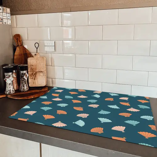 Zee - Dieren - Donkerblauw - Schelpen Inductie beschermer vinyl 3mm klein 276 -sfeer3