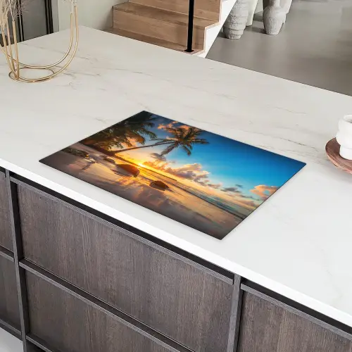 Zee - Strand - Zonsondergnag Inductie beschermer vinyl 3mm klein -sfeer8