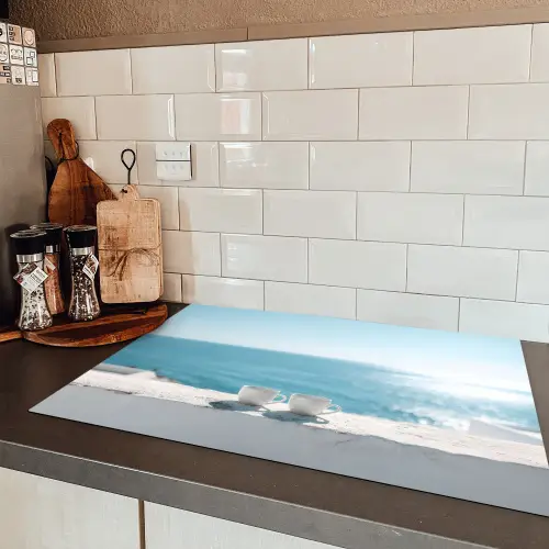 Zee - Koffiekopjes - Zomers Inductie beschermer vinyl 3mm klein -sfeer3