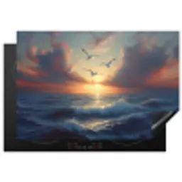 Meeuwen - Zonsondergang - Zee - Wolken Inductie beschermer vinyl 3mm klein -3d