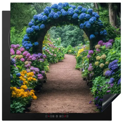 Doorkijk - Bloemen - Hortensia - Pad Inductie beschermer vinyl 3mm middel -3d
