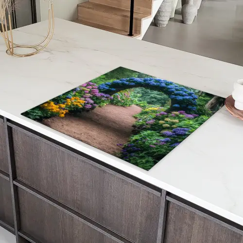 Doorkijk - Bloemen - Hortensia - Pad Inductie beschermer vinyl 3mm middel -sfeer8