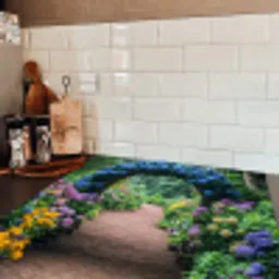 Doorkijk - Bloemen - Hortensia - Pad Inductie beschermer vinyl 3mm middel -sfeer3