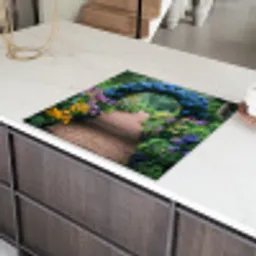 Doorkijk - Bloemen - Hortensia - Pad Inductie beschermer vinyl 3mm middel -sfeer8