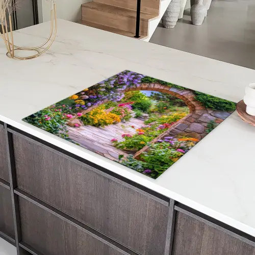 Doorkijk - Bloemen - Pad - Natuur Inductie beschermer vinyl 3mm middel -sfeer8