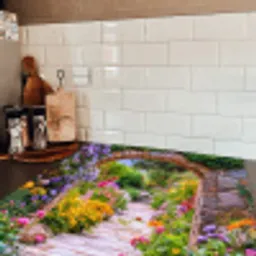 Doorkijk - Bloemen - Pad - Natuur Inductie beschermer vinyl 3mm middel -sfeer3
