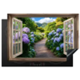 Doorkijk - Hortensia - Pad - Natuur Inductie beschermer vinyl 3mm klein -3d