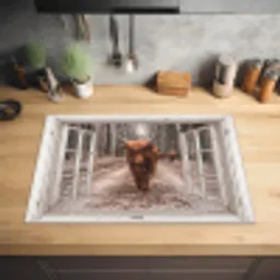 Doorkijk - Schotse Hooglander - Raam Inductie beschermer vinyl 3mm klein -sfeer5