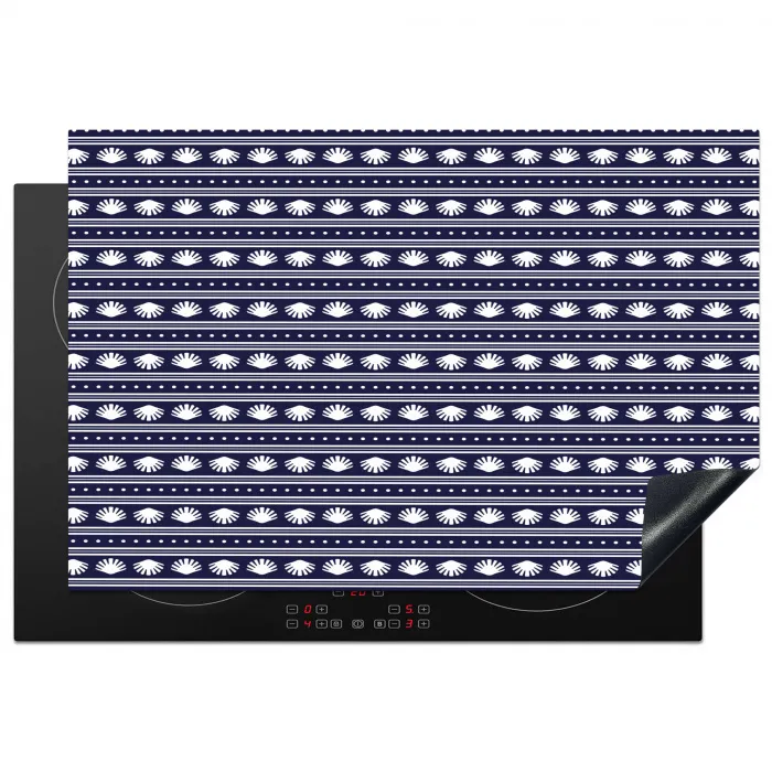 Schelp - Nautisch - Blauw - Wit Inductie beschermer vinyl 3mm klein 276 -3d