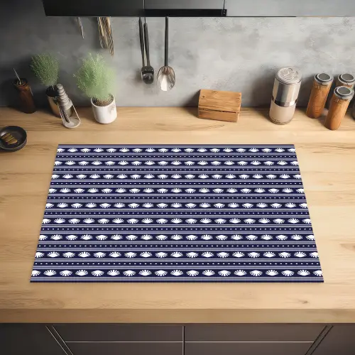 Schelp - Nautisch - Blauw - Wit Inductie beschermer vinyl 3mm klein 276 -sfeer5