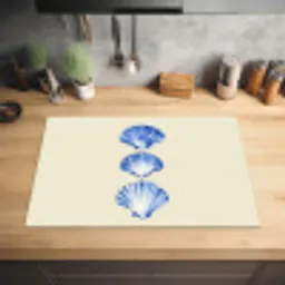 Schelpen - Blauw - Beige Inductie beschermer vinyl 3mm klein -sfeer5