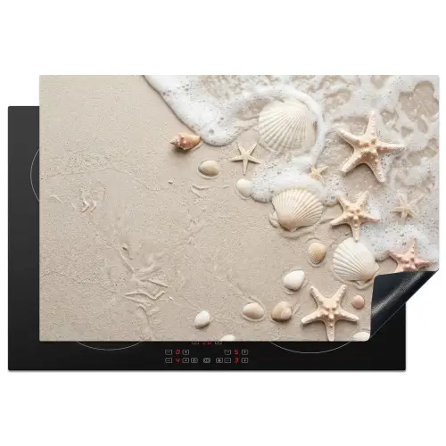 Schelpen - Zeesterren - Strand Inductie beschermer vinyl 3mm klein -3d