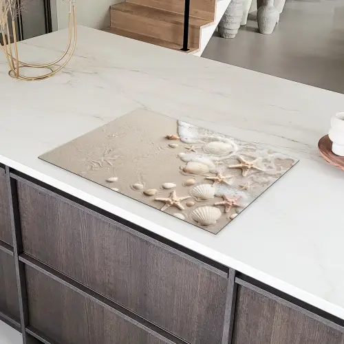 Schelpen - Zeesterren - Strand Inductie beschermer vinyl 3mm klein -sfeer8