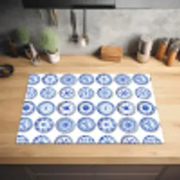 Borden - Bloemen - Patroon - Blauw Inductie beschermer vinyl 3mm klein 276 -sfeer5