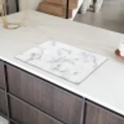 Zilveren Scherven in Wintermarmer Inductie beschermer vinyl 3mm klein -sfeer8