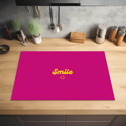 Smile - Stippen - Roze Inductie beschermer vinyl 3mm klein -sfeer5