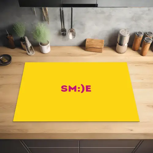 Smile - Roze - Geel Inductie beschermer vinyl 3mm klein -sfeer5