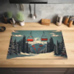 Sneeuw - Skilift - Rood - Bomen Inductie beschermer vinyl 3mm klein -sfeer5