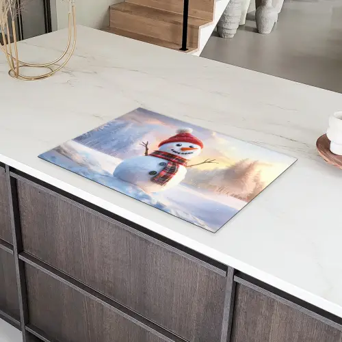 Sneeuwpop - Zonsondergang - Wit Inductie beschermer vinyl 3mm klein -sfeer8