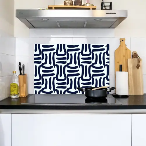 Abstract - Modern - Blauw Inductie beschemer met haakjes klein 777 -sfeer2