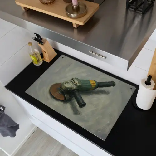 Haakse slijper - Schilderij - Gereedschap Inductie beschemer met haakjes klein -sfeer1