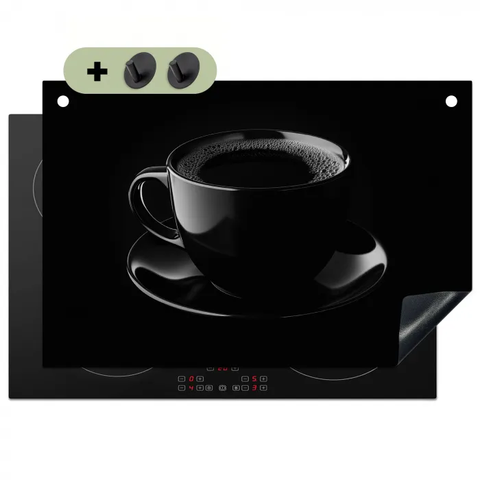 Zwart - Koffie - Kopje Inductie beschemer met haakjes klein -3d