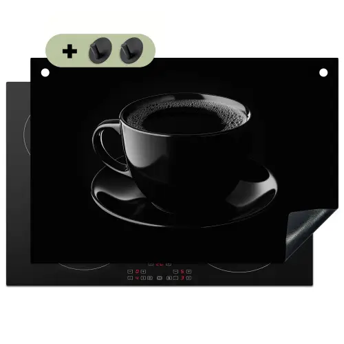 Zwart - Koffie - Kopje Inductie beschemer met haakjes klein -3d