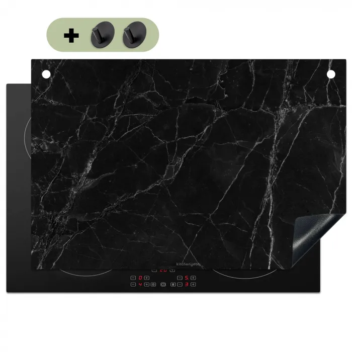Zwart - Marmer Inductie beschemer met haakjes klein -3d