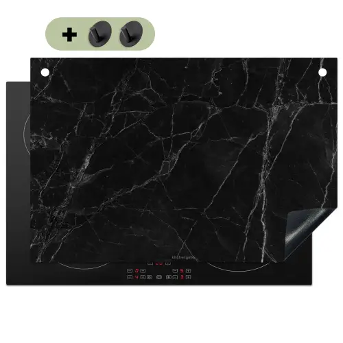 Zwart - Marmer Inductie beschemer met haakjes klein -3d