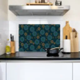Blauw - Patroon - Retro Inductie beschemer met haakjes klein 777 -sfeer2
