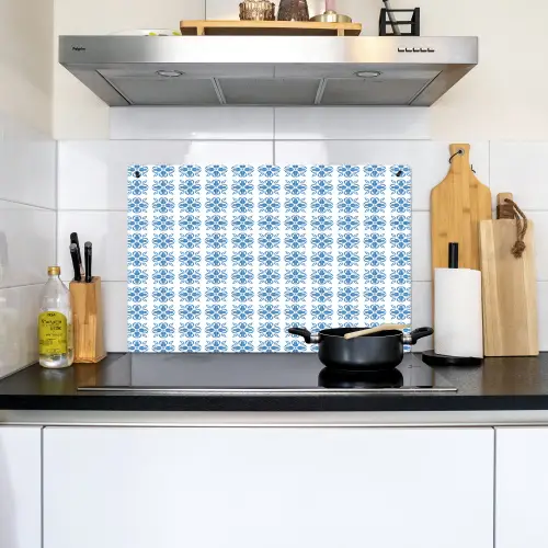 Zee - Sfeer - Blauw - Wit Inductie beschemer met haakjes klein 777 -sfeer2