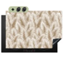 Botanisch - Patroon - Beige Inductie beschemer met haakjes klein 777 -3d