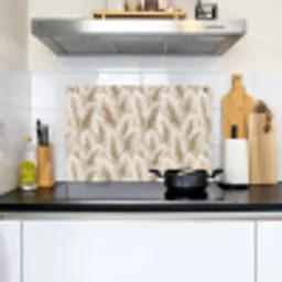 Botanisch - Patroon - Beige Inductie beschemer met haakjes klein 777 -sfeer2