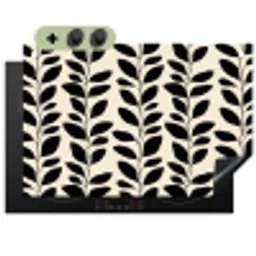 Botanisch - Dessin - Zwart - Beige Inductie beschemer met haakjes klein 777 -3d
